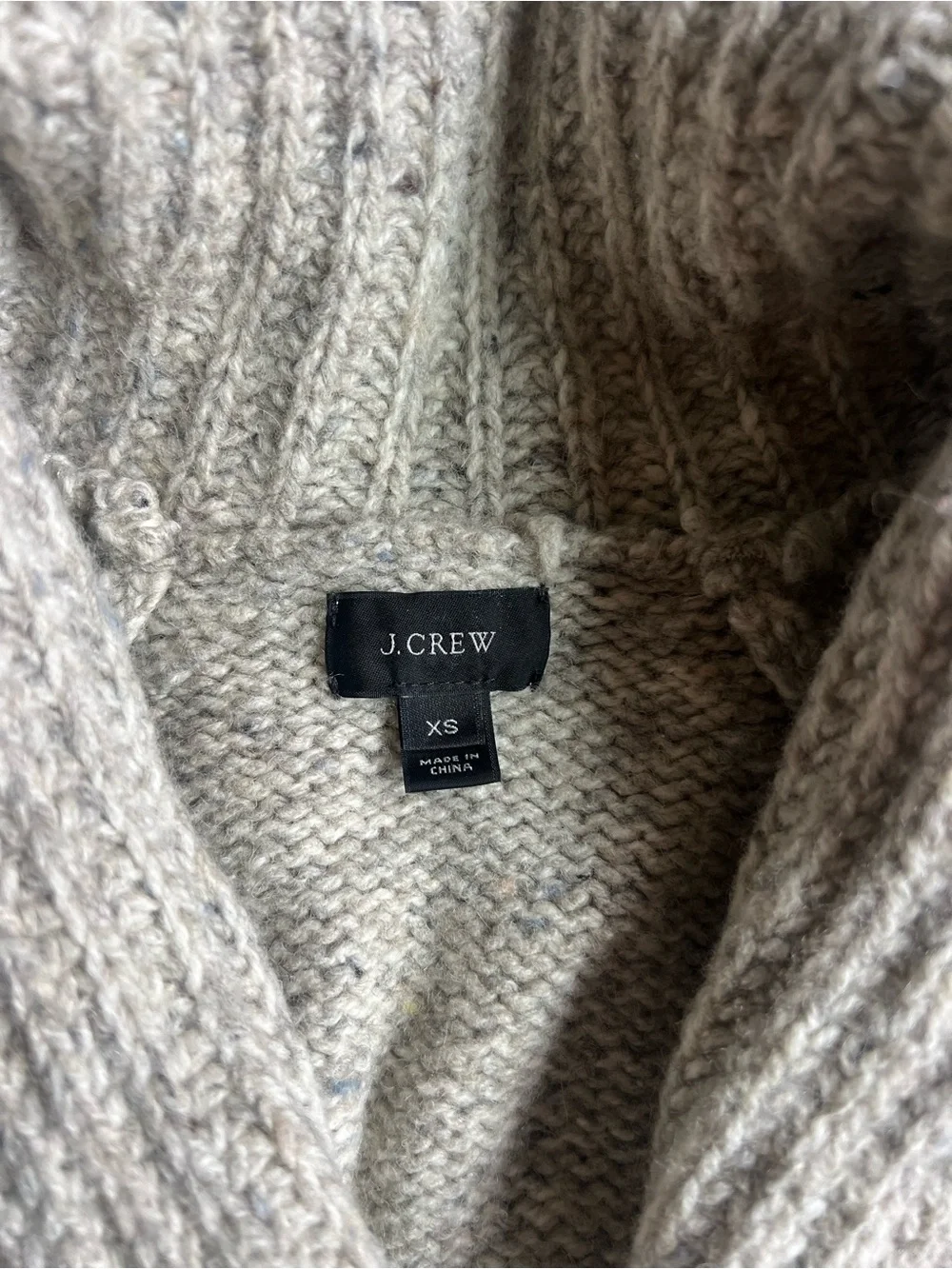 J. Crew Wool Blend Knit Shawl Collar Cardigan Sweater Natural